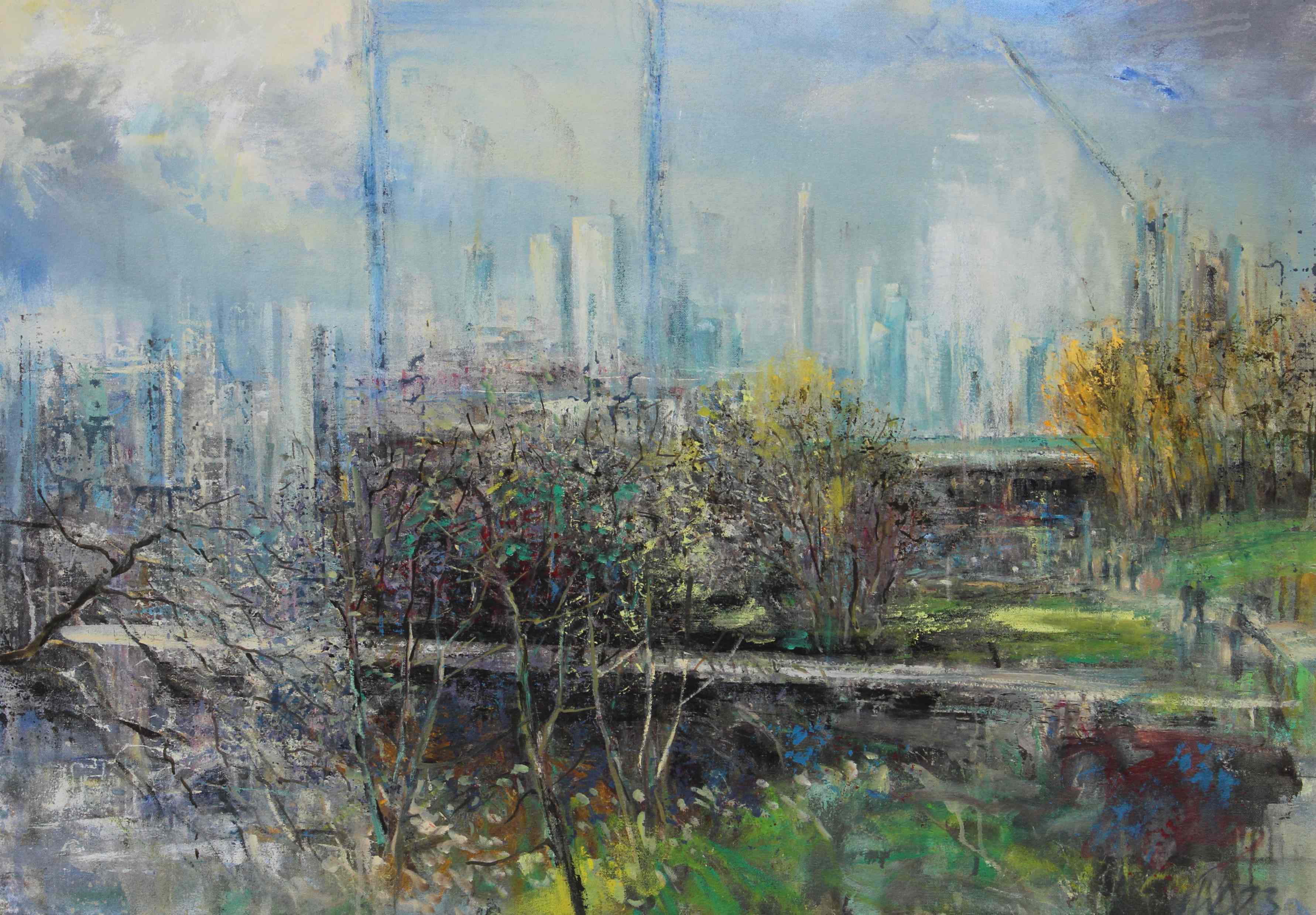Spring, Folkestone Gardens. Oil on canvas. 70x100cm.